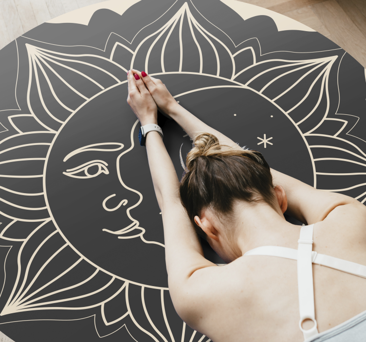 Sol och måne Vinylmatta Mandala - Tenstickers