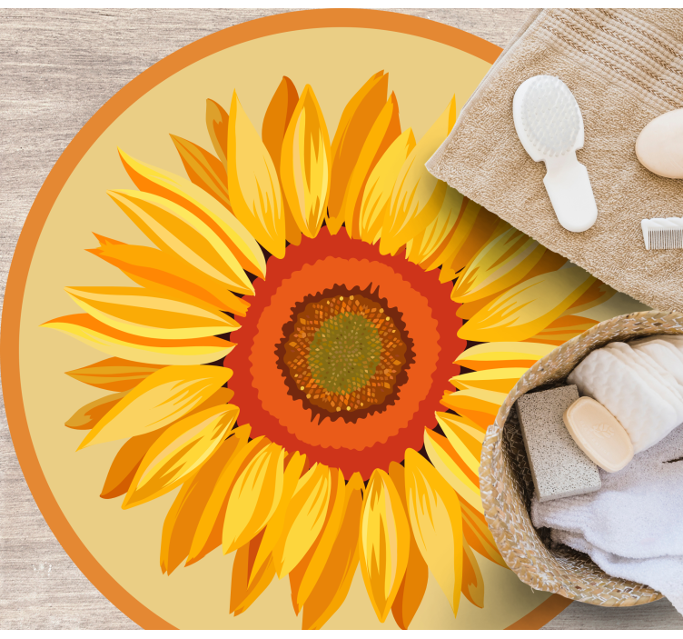 Solrosrunda Vinylmatta blommor och växter - Tenstickers