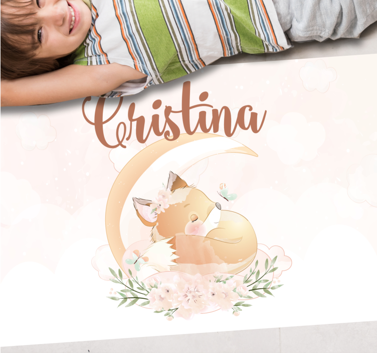 Söt rävillustration Vinylmatta namn - Tenstickers