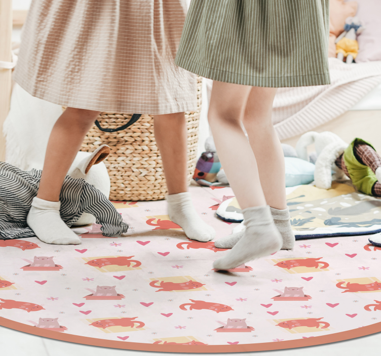 Söta katter med hjärtan djur matta - Tenstickers