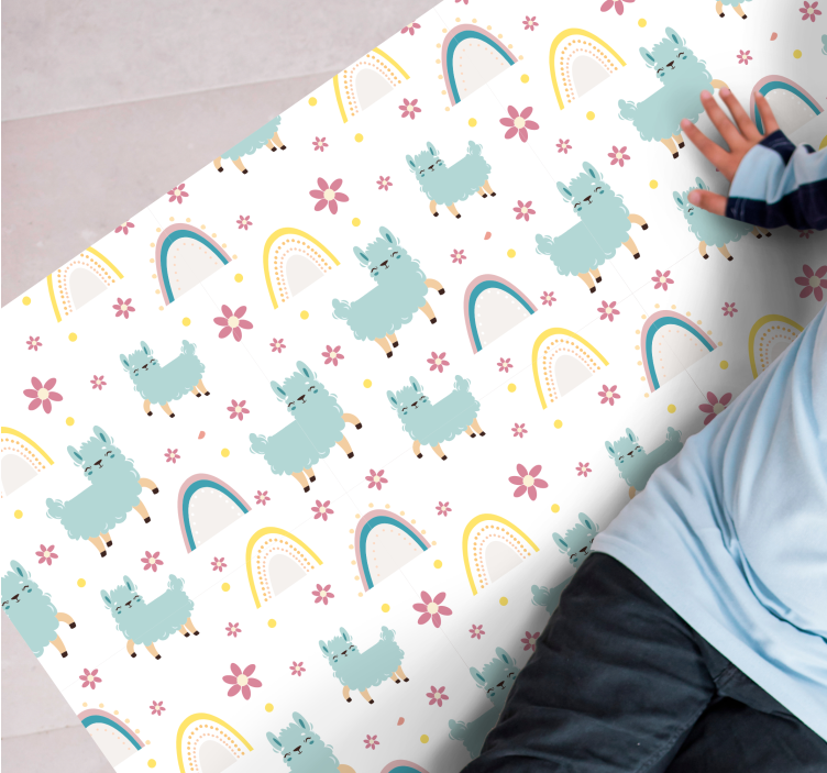 Regnbåge och lamor Andra Vinylmattor - Tenstickers