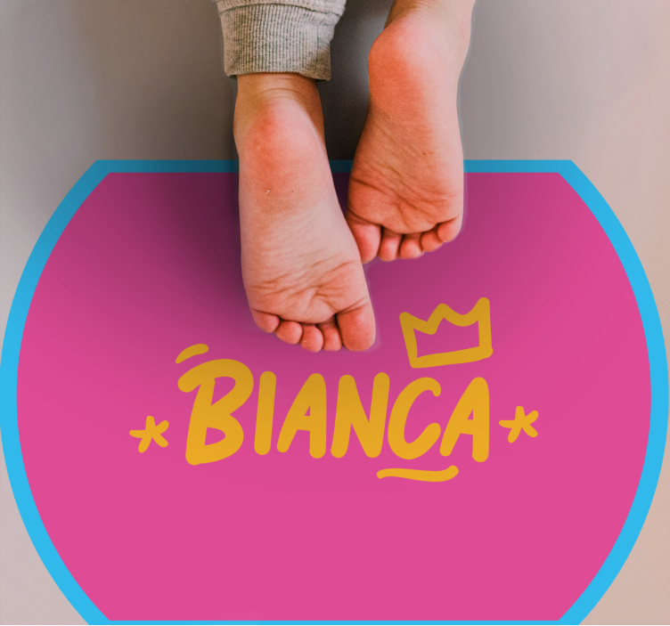 Blå kantad rug med namn Vinylmatta namn - Tenstickers