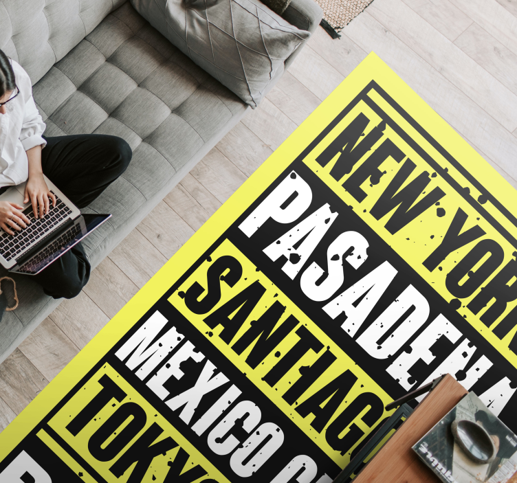 Städer textöverlagring Vinylmattor med fraser - Tenstickers