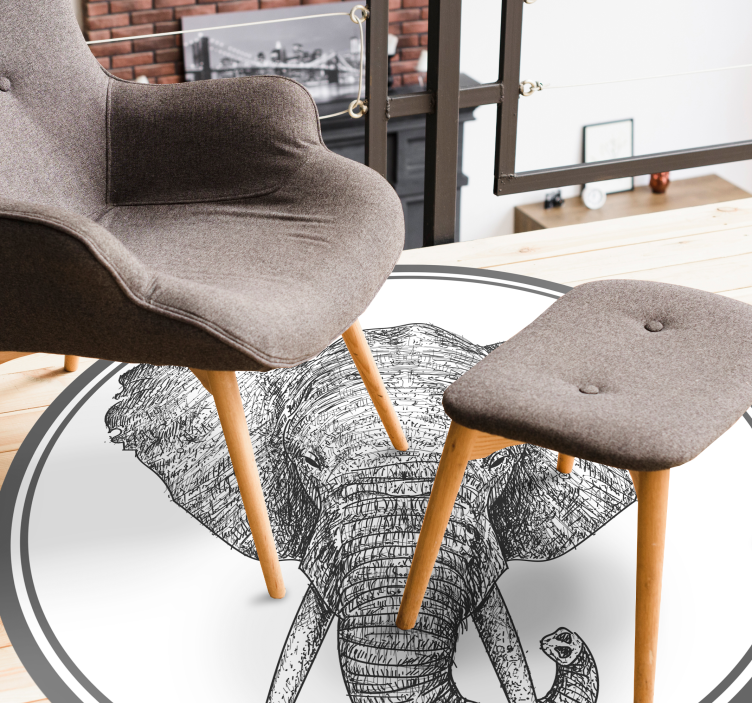 Grå elefantkontur Vinylmatta djur - Tenstickers