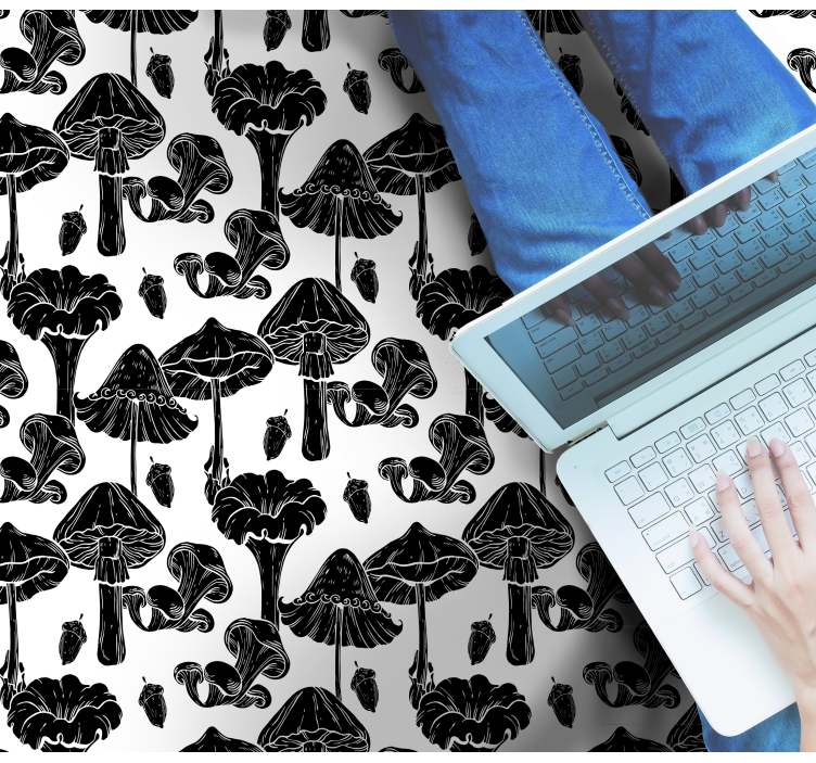 Stiliserat svampmönster Vinylmatta natur - Tenstickers