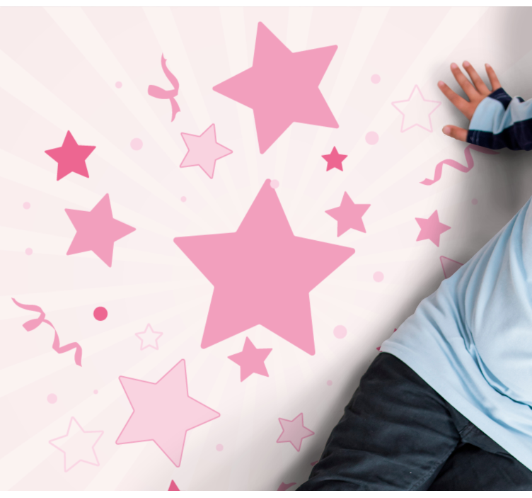 Stora rosa stjärnor fyrkantig vinylmatta - Tenstickers