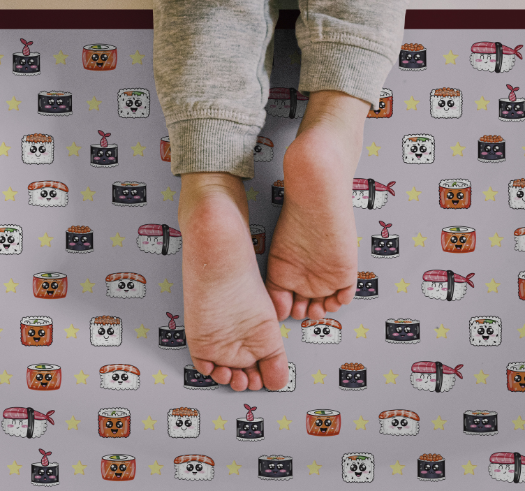 Sushi tecknade mönster Vinylmatta Barn - Tenstickers