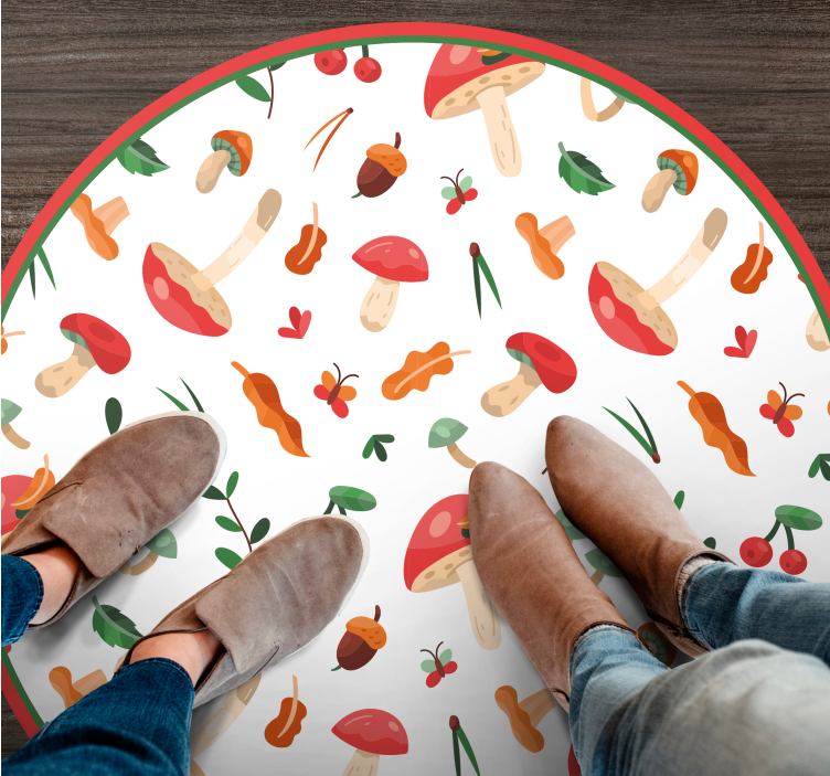 Blommotiv med svamp Vinylmatta blommor och växter - Tenstickers