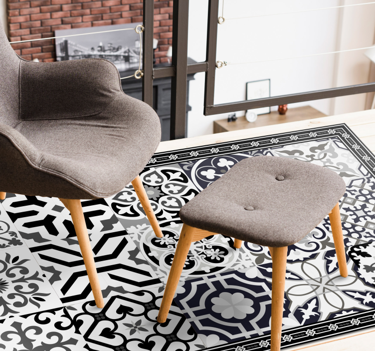 Svart cement svansar kakel matta - Tenstickers