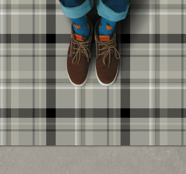 Svartvitt tartan kakel vinyl matta - Tenstickers