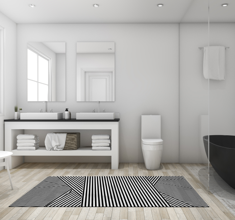 Svarta och vita ränder vinylmatta - Tenstickers