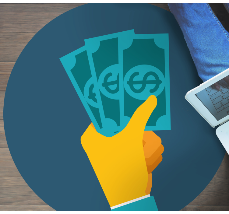 Tecknad hand med pengar hemma kontor vinyl matta - Tenstickers