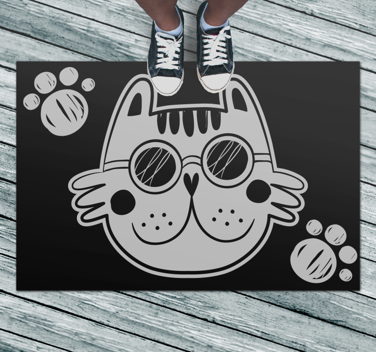 Tecknad katt illustration Vinylmatta Barn - Tenstickers