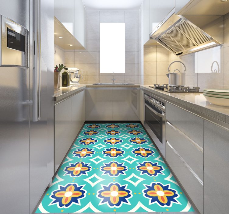 Tourquise texturerade mosaik golvplattor - Tenstickers