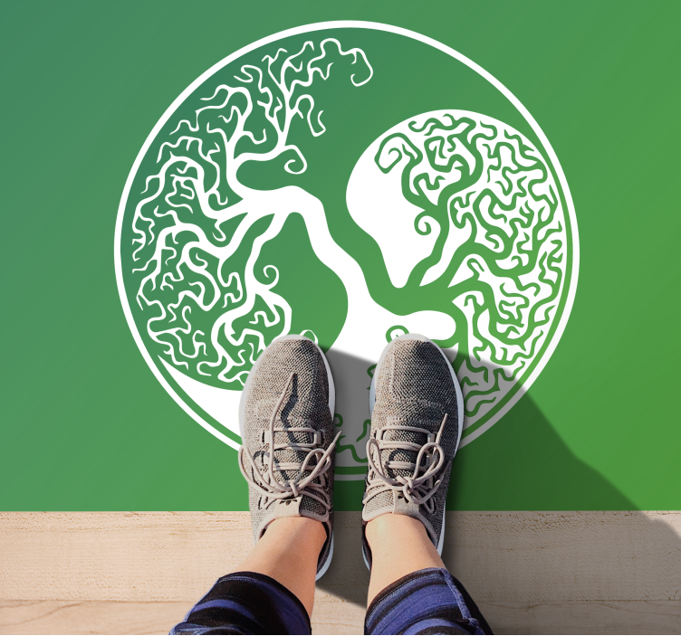 Träd silhuett cirkel Vinylmatta natur - Tenstickers