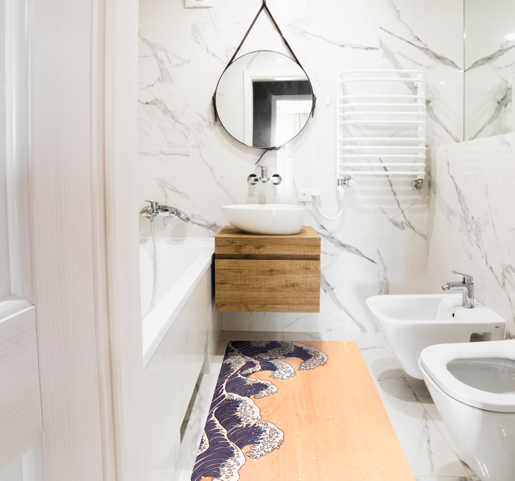 Traditionell japansk vågvinylmatta - Tenstickers