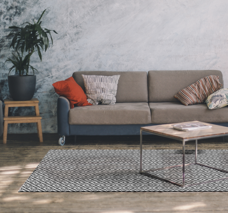 Tribal square geometrisk etnisk vinyl matta - Tenstickers