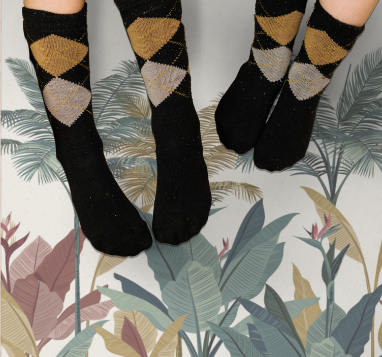 Tropisk växtpalett Vinylmatta natur - Tenstickers