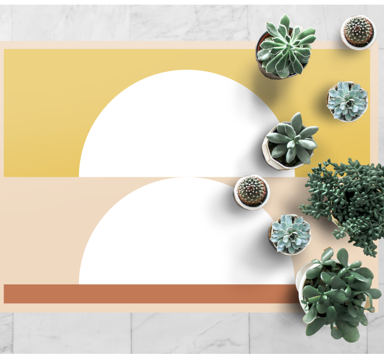 Två geometriska konstmattor i halvcirklar - Tenstickers