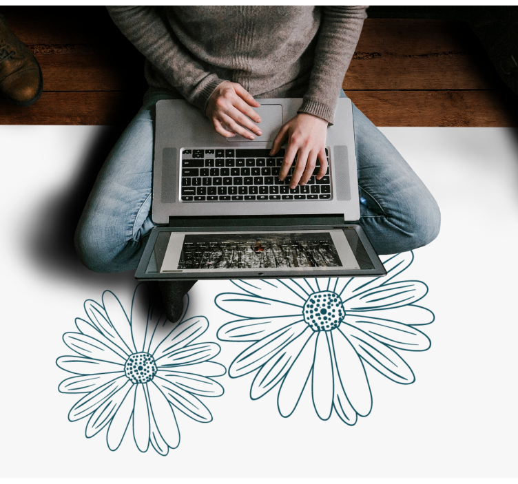 Två silhuett blommor blommig vinyl matta - Tenstickers