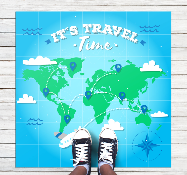 Utforskning av världskartan Vinylmatta Världskarta - Tenstickers