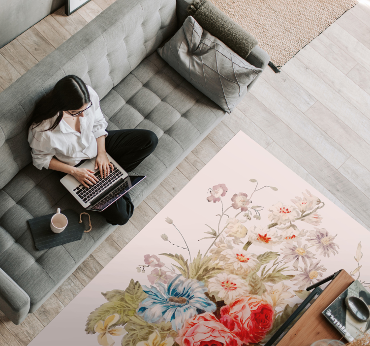 Utsökt blomsterarrangemang Vinylmatta blommor och växter - Tenstickers