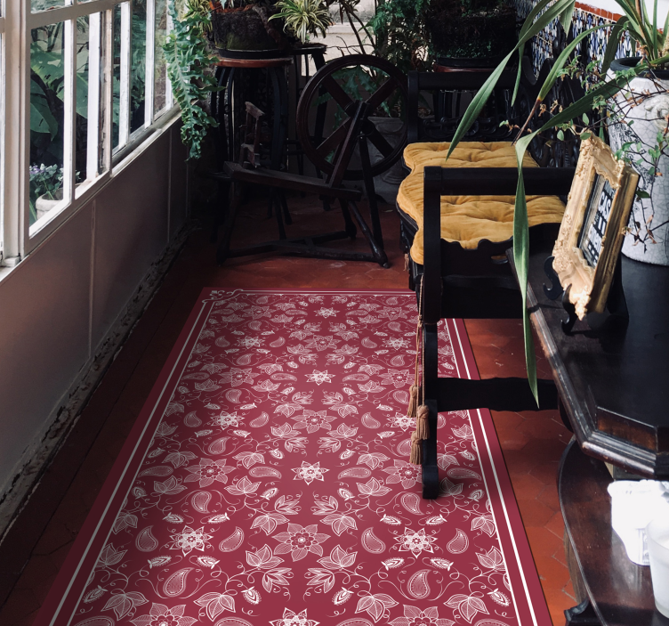 Vackra paisley blommor vinyl vardagsrum matta - Tenstickers