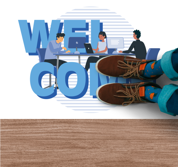 Vänligt kontor välkomna Vinylmattor med fraser - Tenstickers