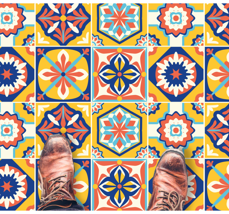 Varma nyanser färger köksgolvplattor - Tenstickers