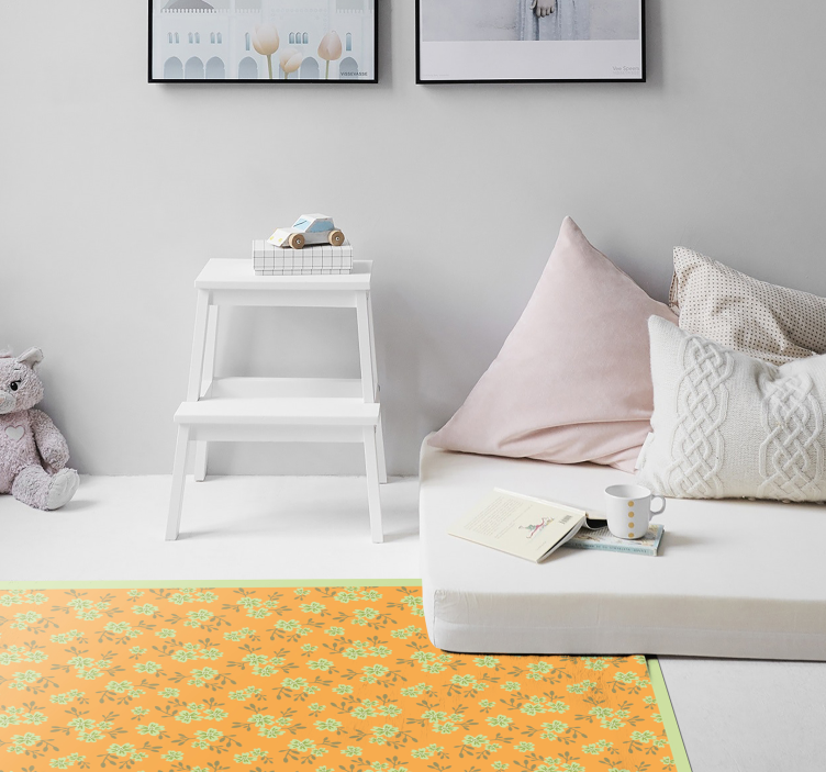 Vintage blommor gul färg blommor matta - Tenstickers