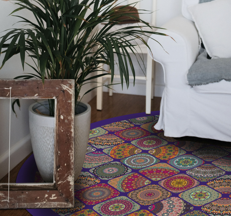 Vintage färgglada lapptäcke matta - Tenstickers