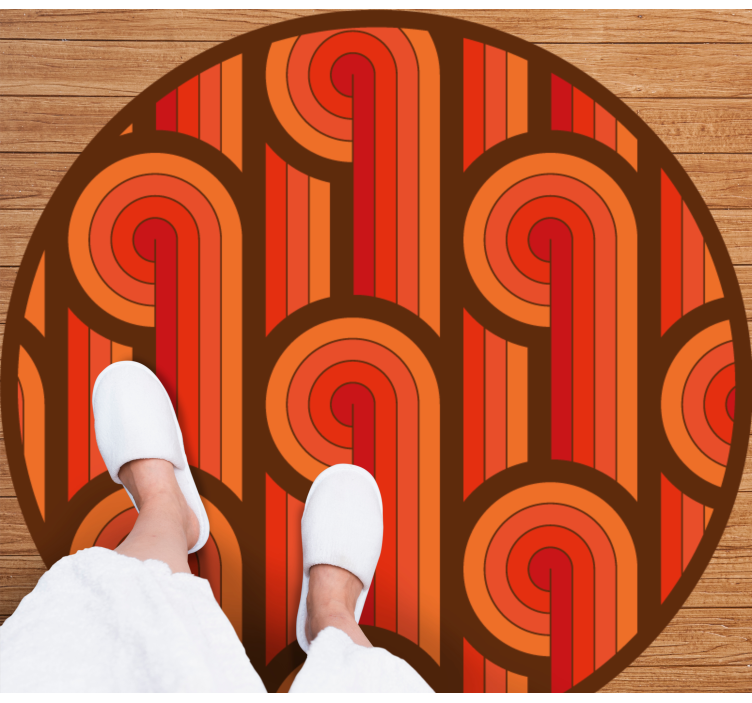 Vintage runt motiv Vinylmatta Cirkulär - Tenstickers