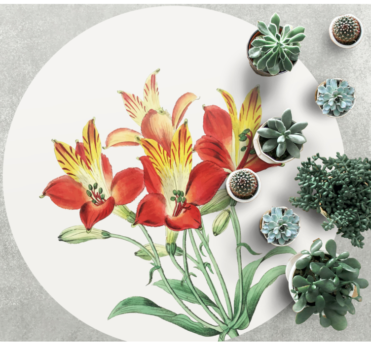 Vinylmatta blommor och växter livliga röda blommor - Tenstickers