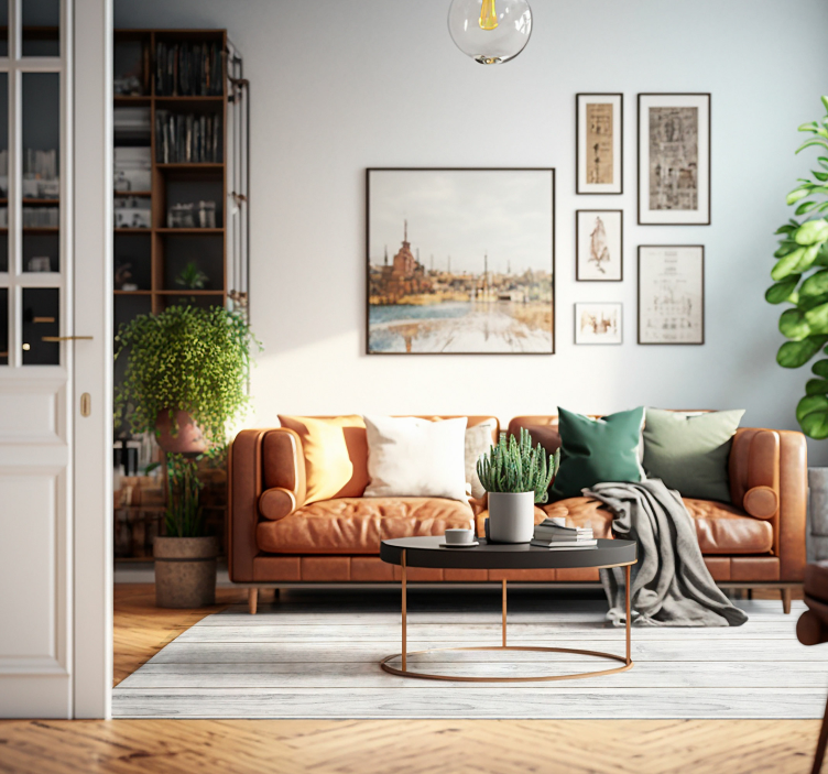 Vinylmatta i vitt trä - Tenstickers