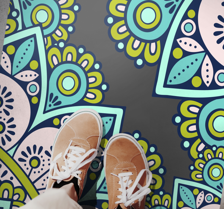 Vinylmatta mandala livlig botanisk mönster - Tenstickers