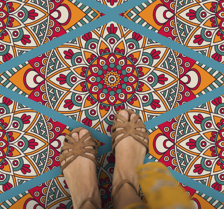 Vinylmatta mandala livligt färgglatt koncept - Tenstickers