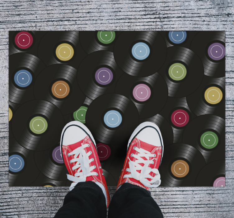 Vinylmatta med vinylskivor vintage matta - Tenstickers