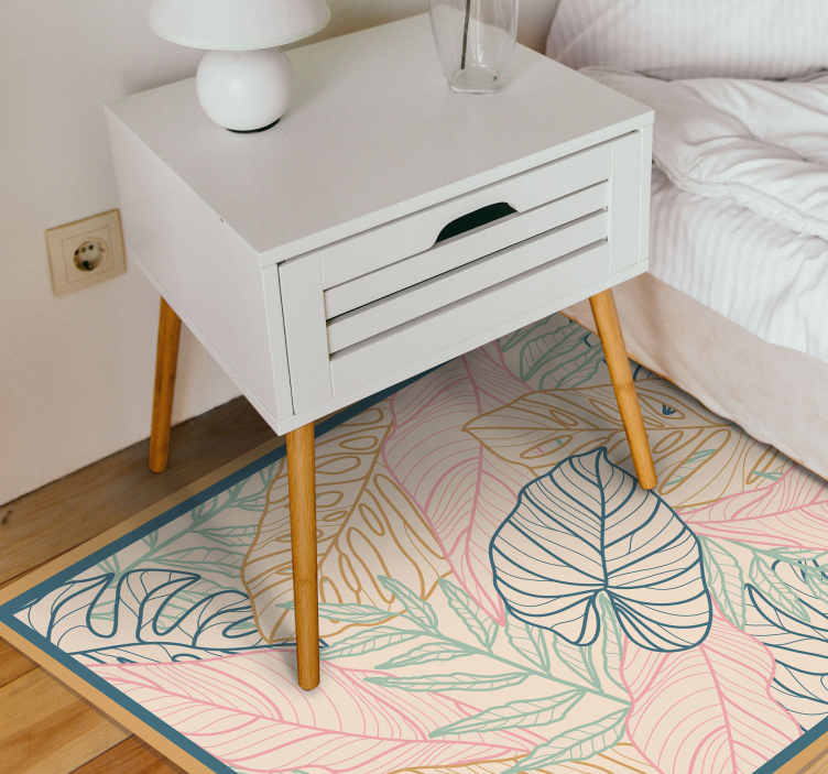 Vinylmatta natur med löviga tropiska mönster - Tenstickers