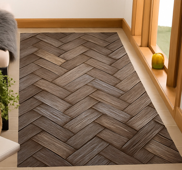 Vinylmatta vardagsrum flätad trälook - Tenstickers