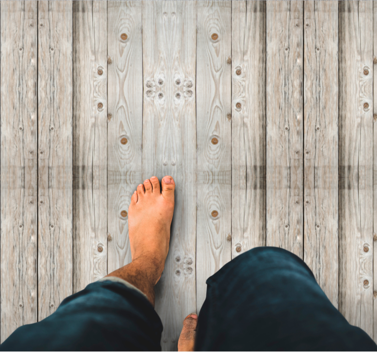 Golvmatta i vit furu -effekt - Tenstickers