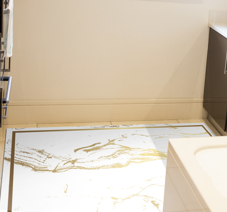 Vit och guld marmor effekt textur vinyl matta - Tenstickers