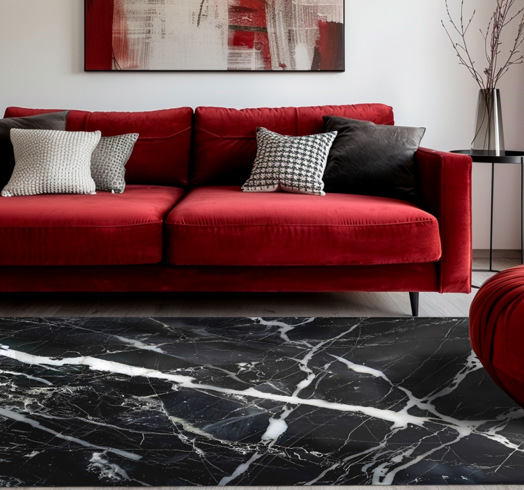 Vita nyanser marmor Vinylmatta svart - Tenstickers