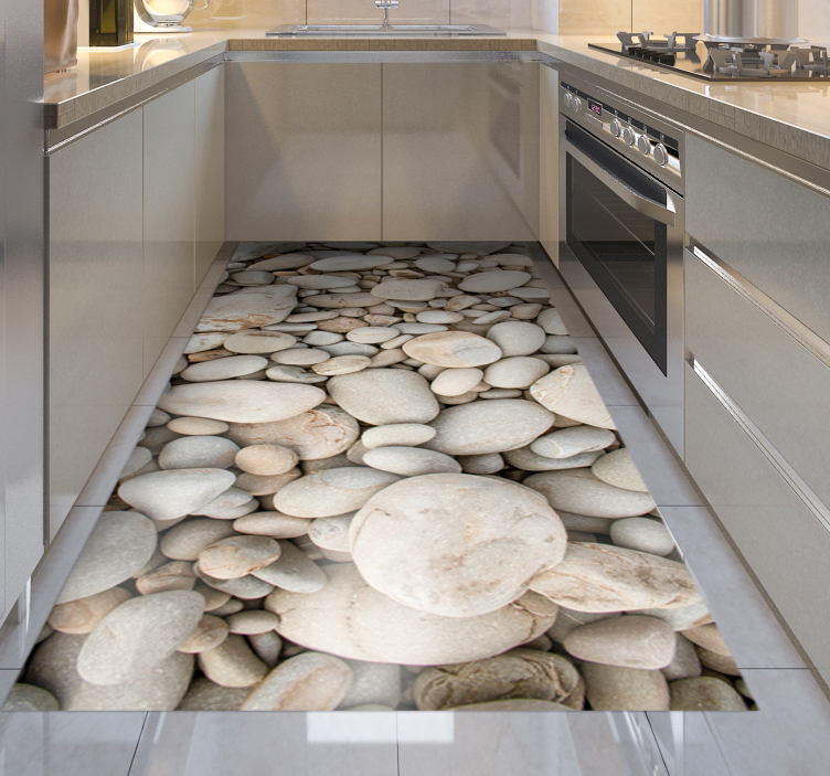 Vita små stenar kök vinyl matta - Tenstickers