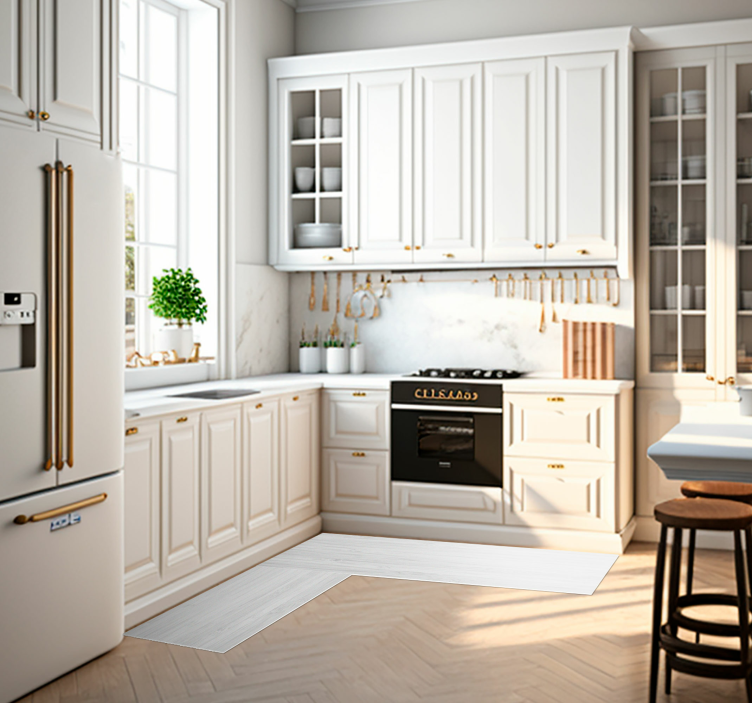 Vitt trä kök vinyl matta - Tenstickers