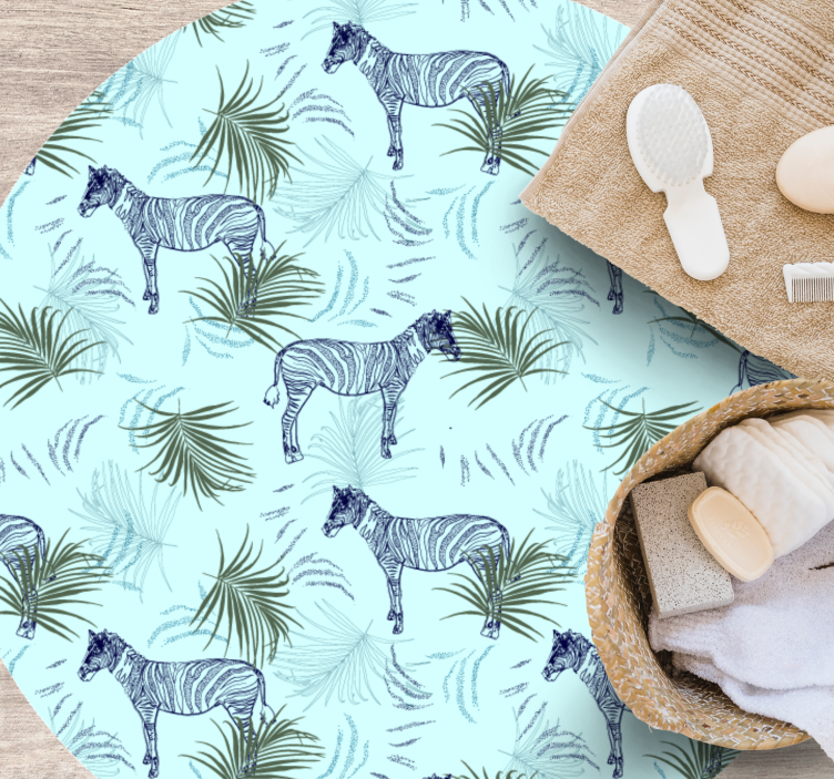 Vinylmatta djur zebra och löv - Tenstickers