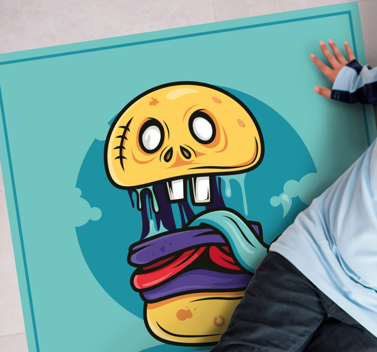 Zombie burger tecknad modern matta - Tenstickers