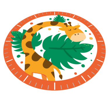 Vinylmatta djur barnklocka med giraff - Tenstickers