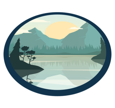 Vinylmatta blommor och växter silhuett bergsjö - Tenstickers