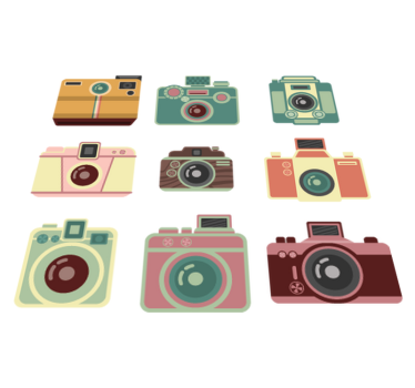 Vinylmatta matsal vintage kameror - Tenstickers