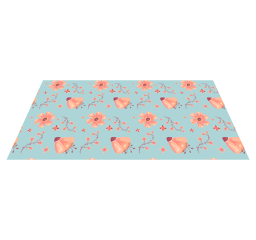 Vinylmatta blommor och växter orange blommor blå bakgrund - Tenstickers